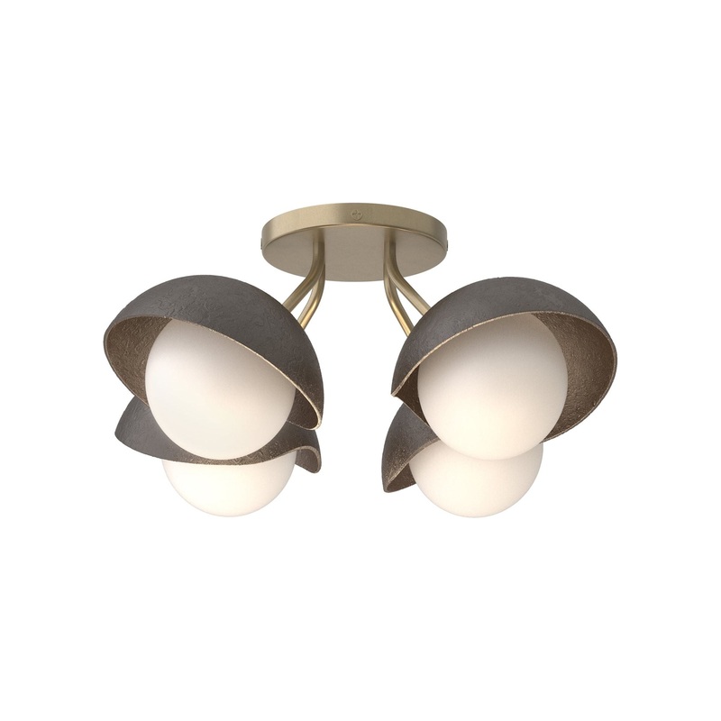 Brooklyn 4-Light Single Shade Semi-Flush Soft Gold Oil Rubbed Bronze