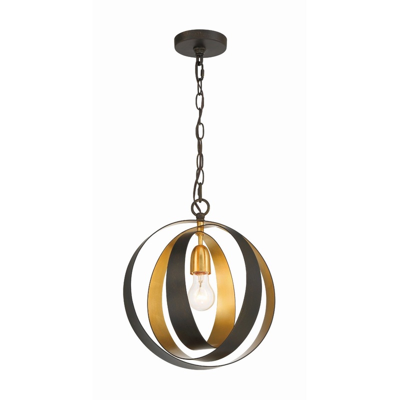 Crystorama 580-EB-GA Luna One Light Mini Chandelier English Bronze / Antique Gold
