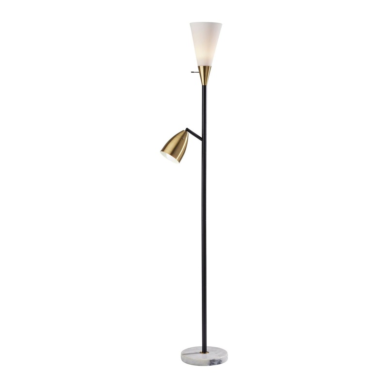 Dixon Combo Torchiere Black with Antique Brass Accents