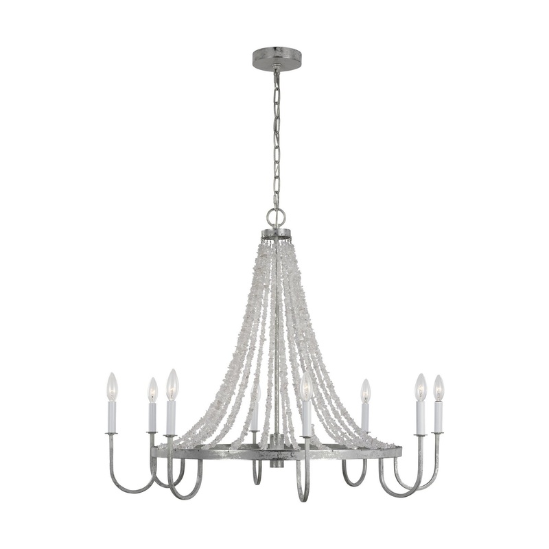 Eight Light Chandelier from the Leon Collection in Salt Mist Finish by Visual Comfort Studio