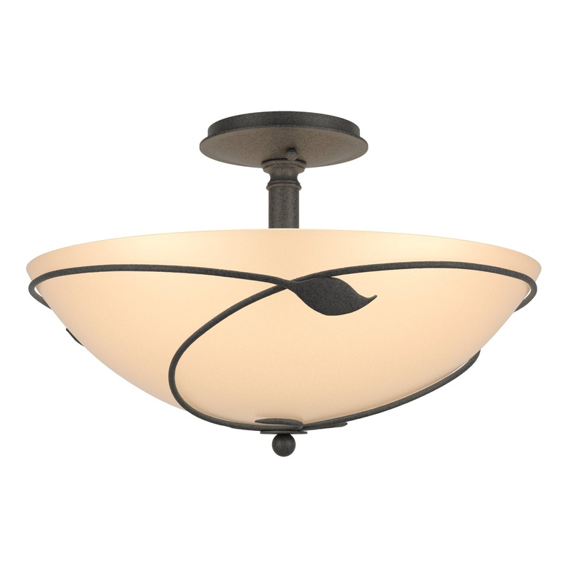 Forged Leaves Large Semi-Flush Natural Iron Sand Glass (SS)