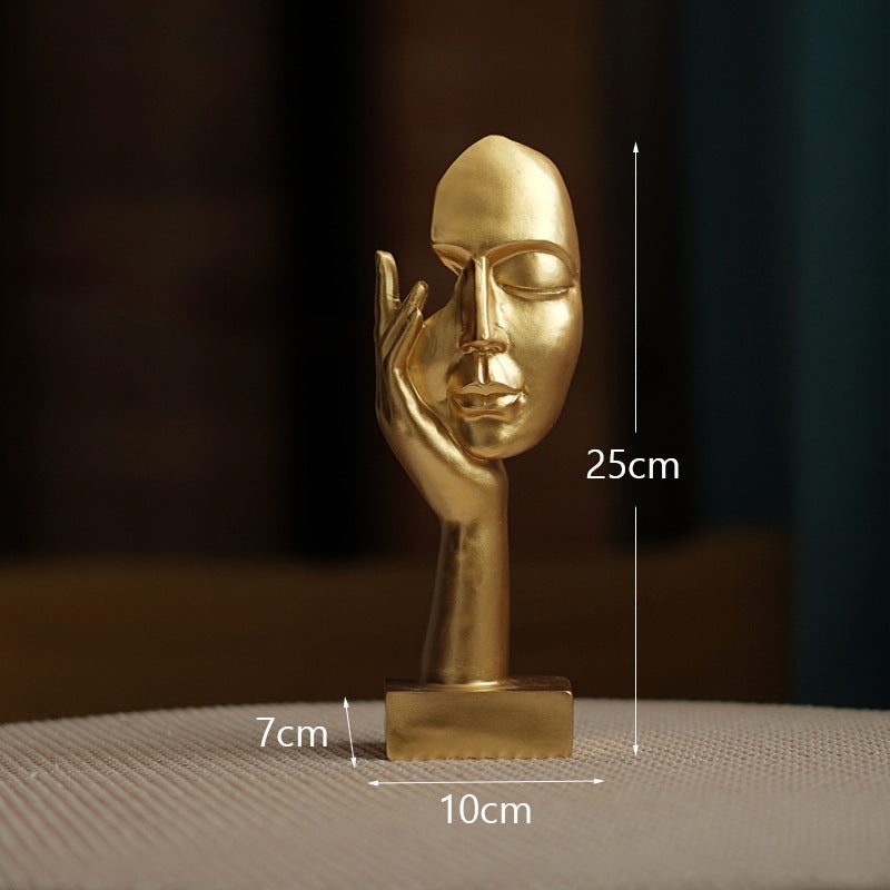 Gold Style 1 Elegant Abstract Face Sculpture – Modern Resin Art Figurine, Hand & Mask Home Decor Accent