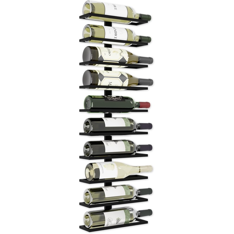 Metal Wall Mount Wine Rack for Wine Bottles, Liquor, Champagne (Holds 10 Bottles)