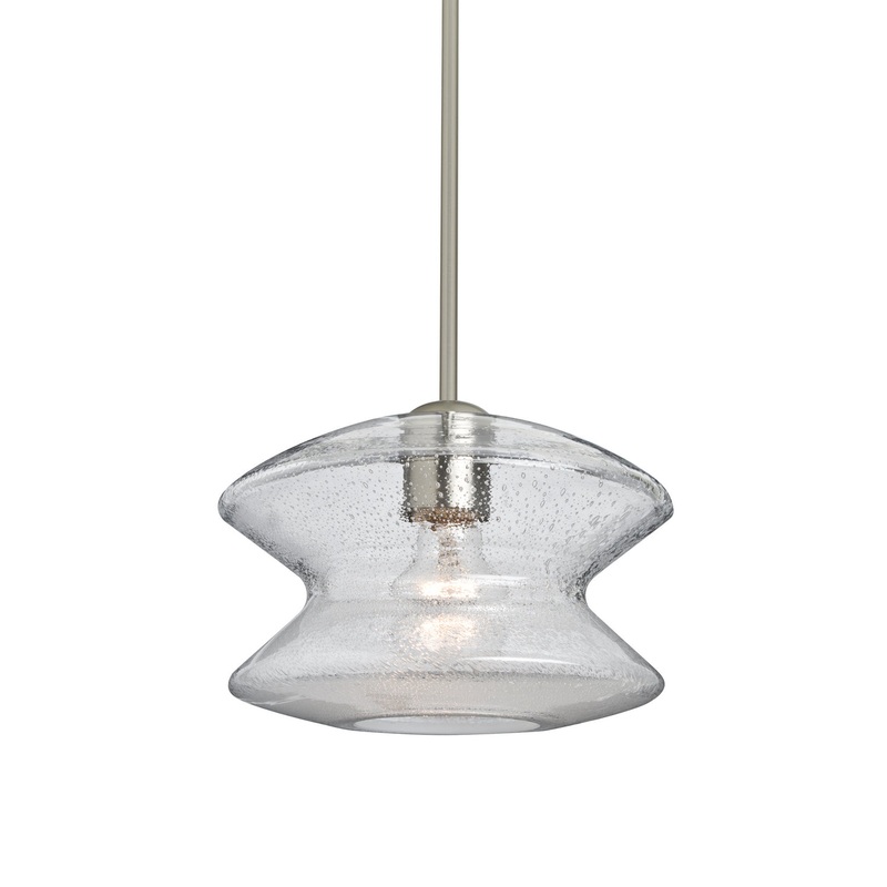 One Light Pendant from the Zen Collection in Satin Nickel Finish by Besa