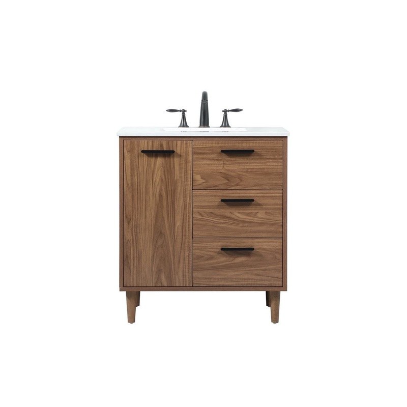 Single Bathroom Vanity from the Baldwin Collection in Walnut Brown Finish by Elegant Lighting