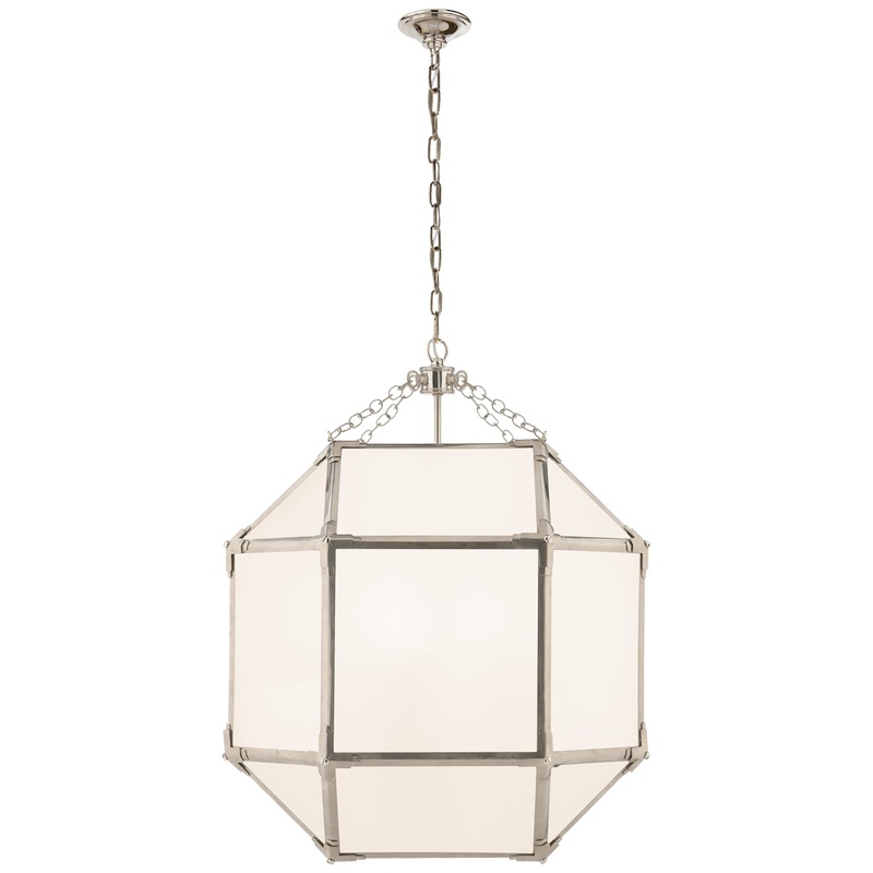 Three Light Lantern from the Morris Collection in Polished Nickel Finish by Visual Comfort Signature