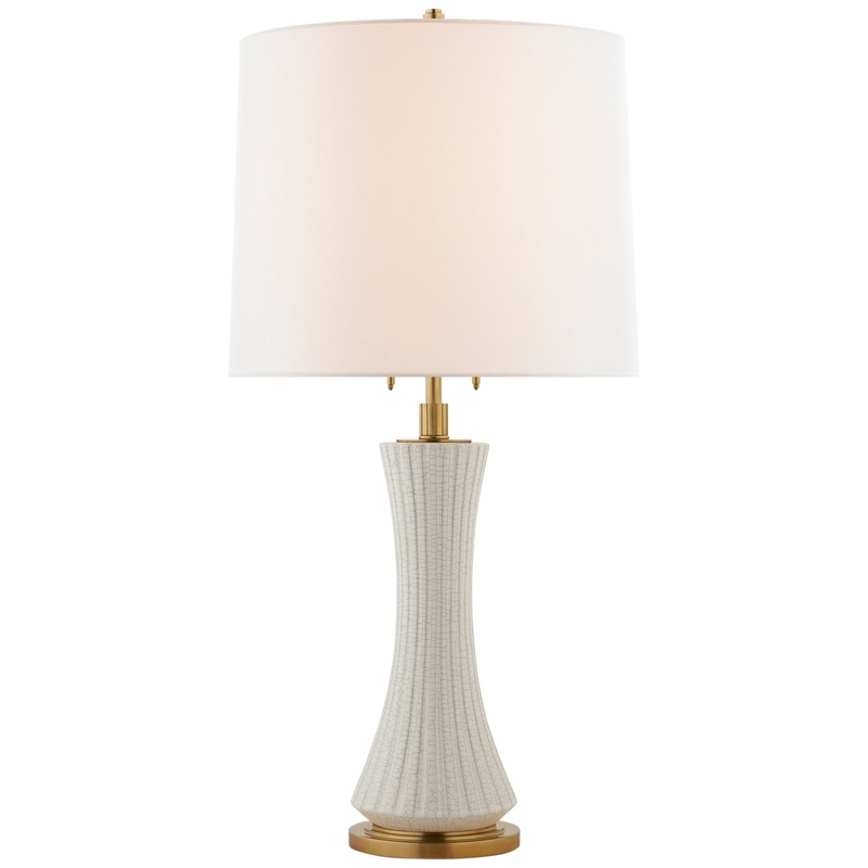 Two Light Table Lamp from the Elena Collection in White Crackle Finish by Visual Comfort Signature