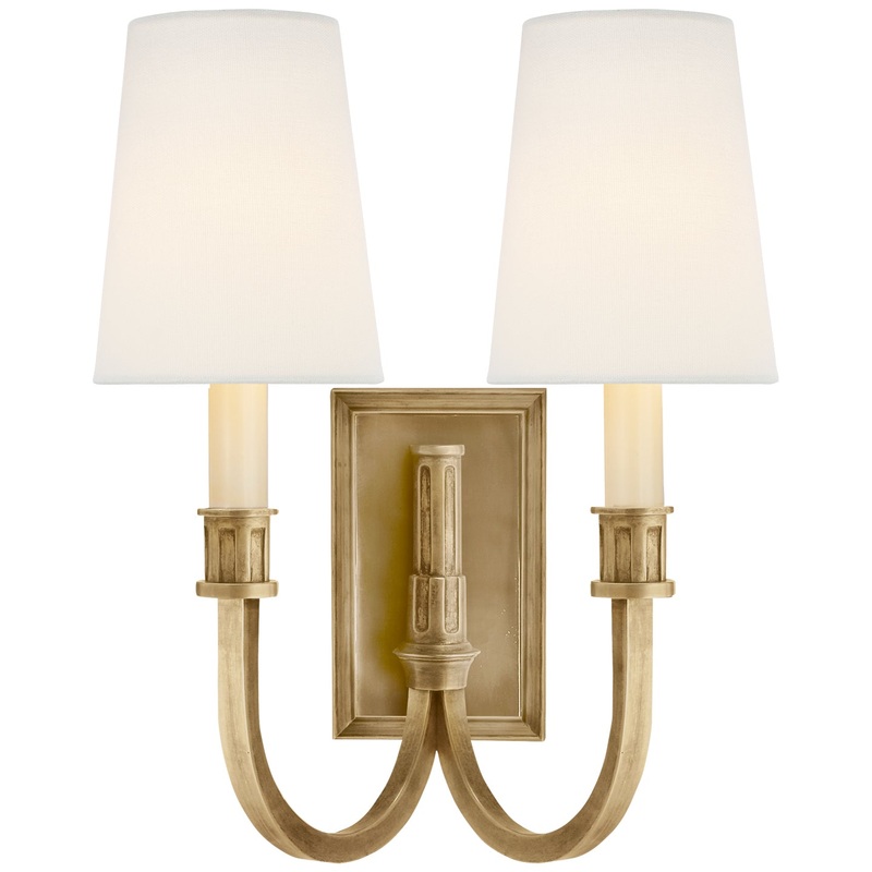 Two Light Wall Sconce from the Modern Library Collection in Hand-Rubbed Antique Brass Finish by Visual Comfort Signature