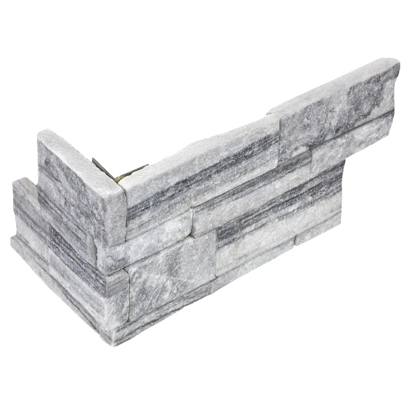 6″ x 18″ Assembled Corner Ledger Stone Nordic Crystal Split Face Marble Trim 76-380