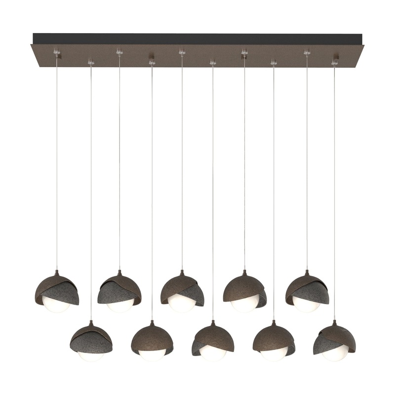 Brooklyn 10-Light Double Shade Pendant Bronze Natural Iron