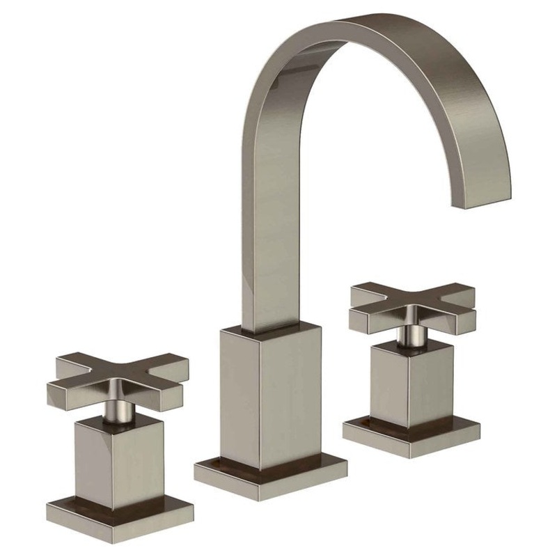 Lavatory Faucet Secant Widespread 8 to 20 Inch Spread 2 Cross ADA Antique Nickel 1.2 Gallons per Minute Brass Spout Height 6-3/4 Inch