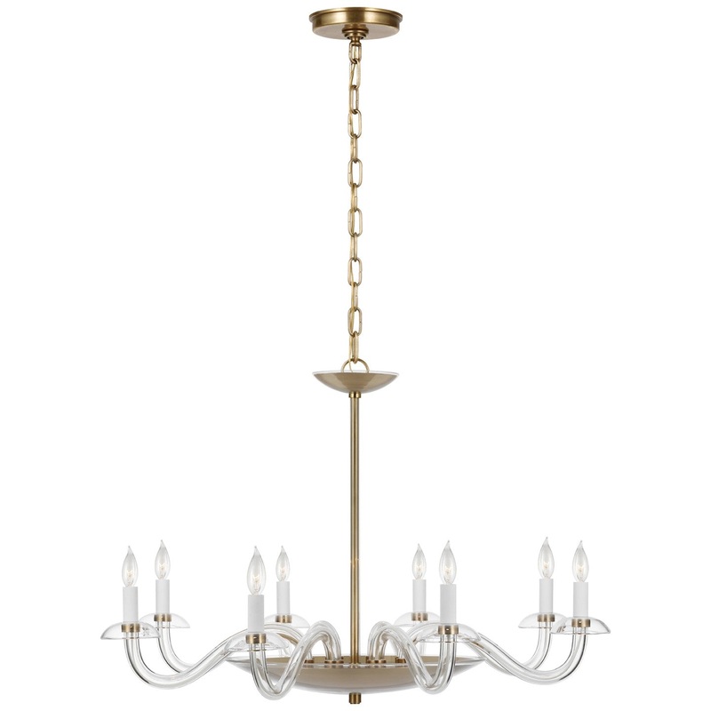 LED Chandelier from the Brigitte Collection in Clear Glass And Hand-Rubbed Antique Brass Finish by Visual Comfort Signature