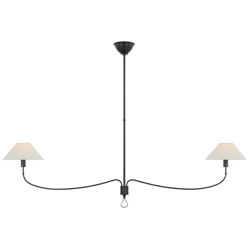 LED Chandelier from the Griffin Collection in Bronze And Chocolate Leather Finish by Visual Comfort Signature
