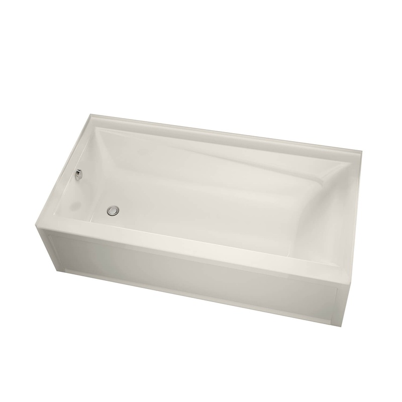 MAAX 105456-L-108-007 New Town 6032 IFS Acrylic Alcove Left-Hand Drain Aerosens Bathtub in Biscuit