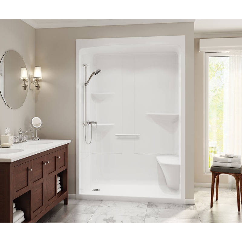 MAAX 105922-LR-000-001 Camelia SHR-6034 Acrylic Alcove Right-Hand Drain One-Piece Shower in White