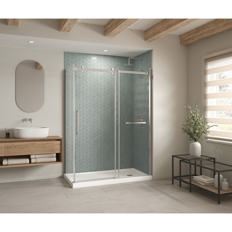 MAAX 420025-543-001-000 B3X 6032 Acrylic Corner Right Shower Base with Anti-slip Bottom with Right-Hand Drain in White