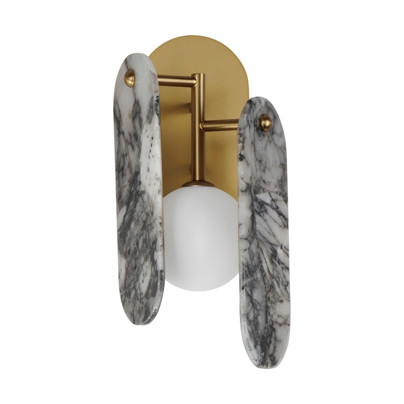 Megalith LED Wall Sconce Natural Aged Brass Striae Arya