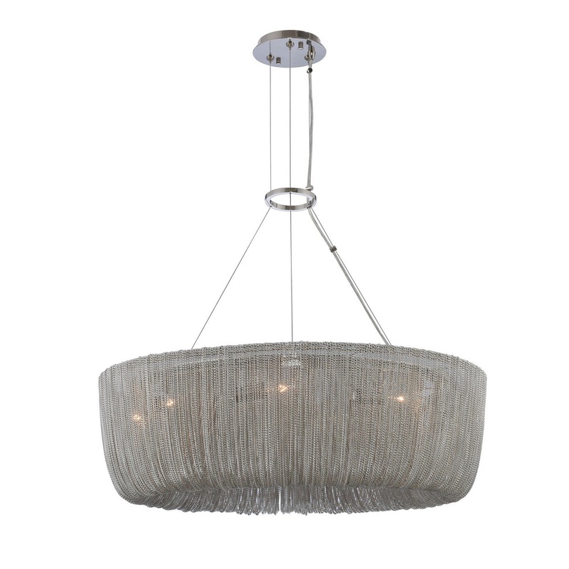 Nine Light Pendant from the Genevieve Collection in Polished Nickel Finish by Kalco