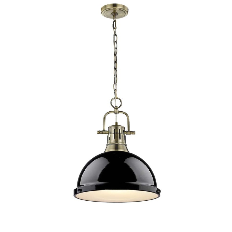 One Light Pendant from the Duncan Collection in Aged Brass Finish by Golden