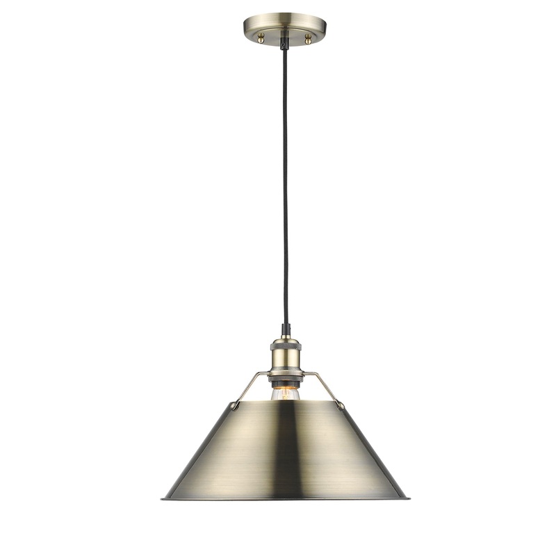 One Light Pendant from the Orwell Collection in Aged Brass Finish by Golden