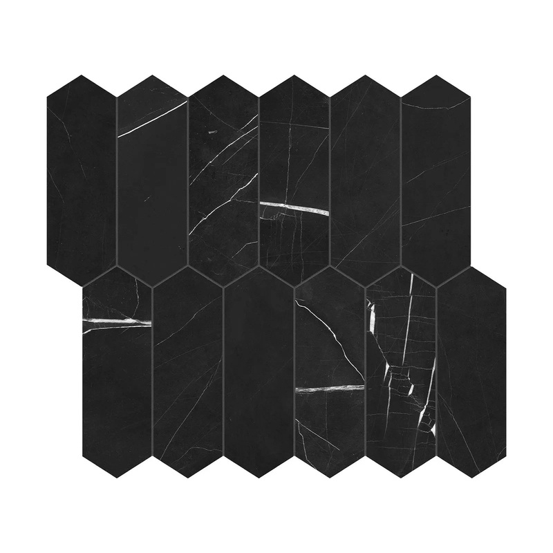 2″ x 6″ Galaxia Nero Picket Polished Marble Mosaic 1 Sheet = .87 Sqft 2″ x 6″