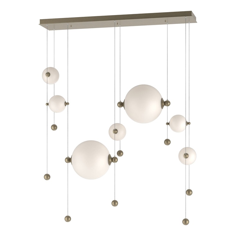 Abacus 7-Light Double Linear LED Pendant Soft Gold Opal Glass (GG)