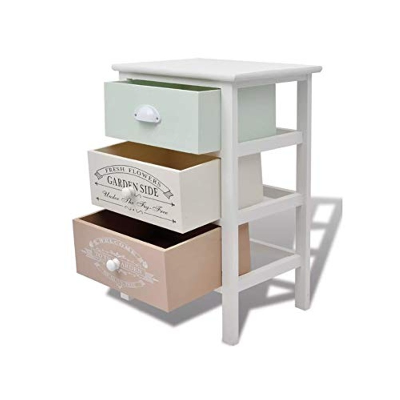 Cassettiera Stretta Vintage, Comodino 3 Cassetti Mobili Cassettiera Armadietto Chic in Classico per Camera da Letto e Bagno Home Decor, 38 x 28 x 57 cm