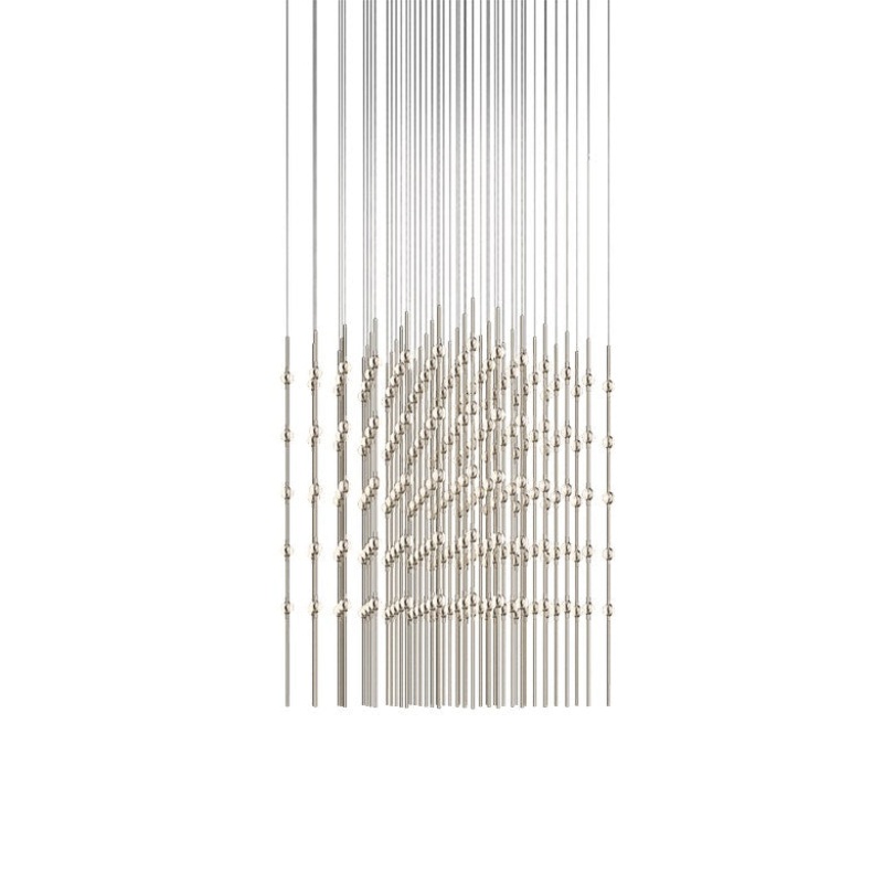 Constellation Cosmic Cube 30″ LED Pendant Satin Nickel with Clear Faceted Acrylic 2700K 20′ Adjustable Cord