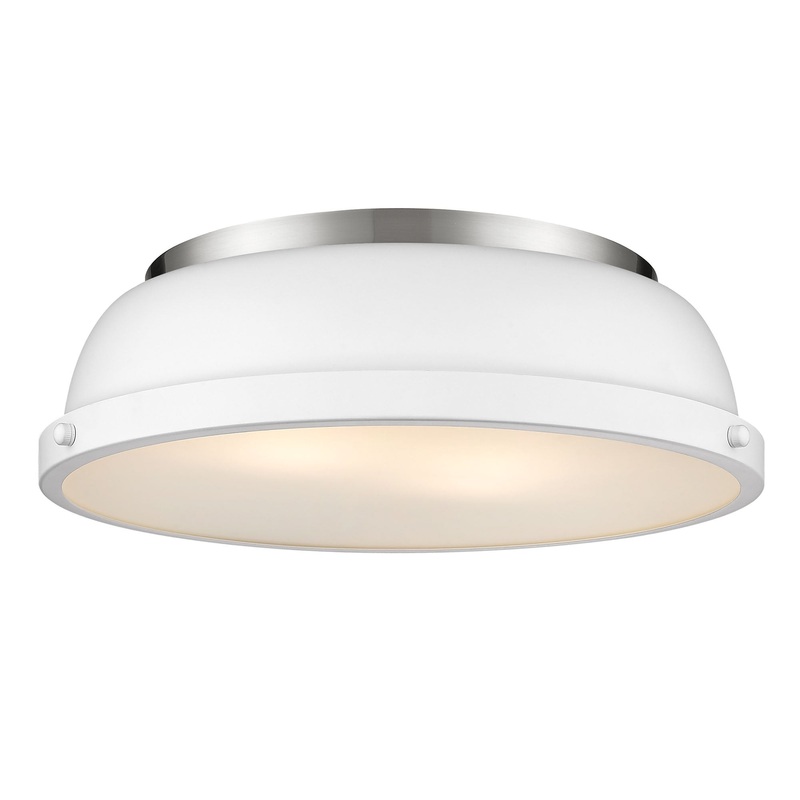 Duncan 14″ Flush Mount in Pewter with a Matte White Shade