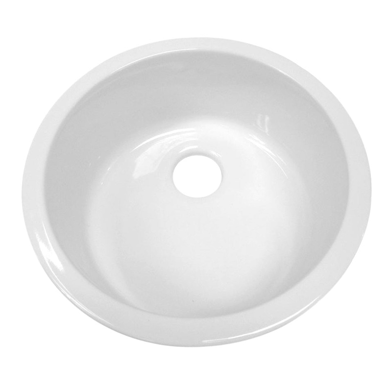 Elementhaus Fireclay Circular Drop In/Undermount Sink with 3 ”  Rear Center Drain