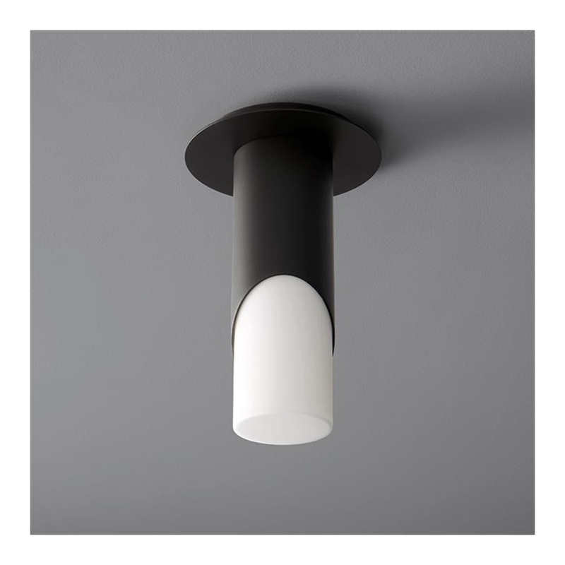 Ellipse Single-Light Small Flush Mount Ceiling Fixture with Glass Shade – Black