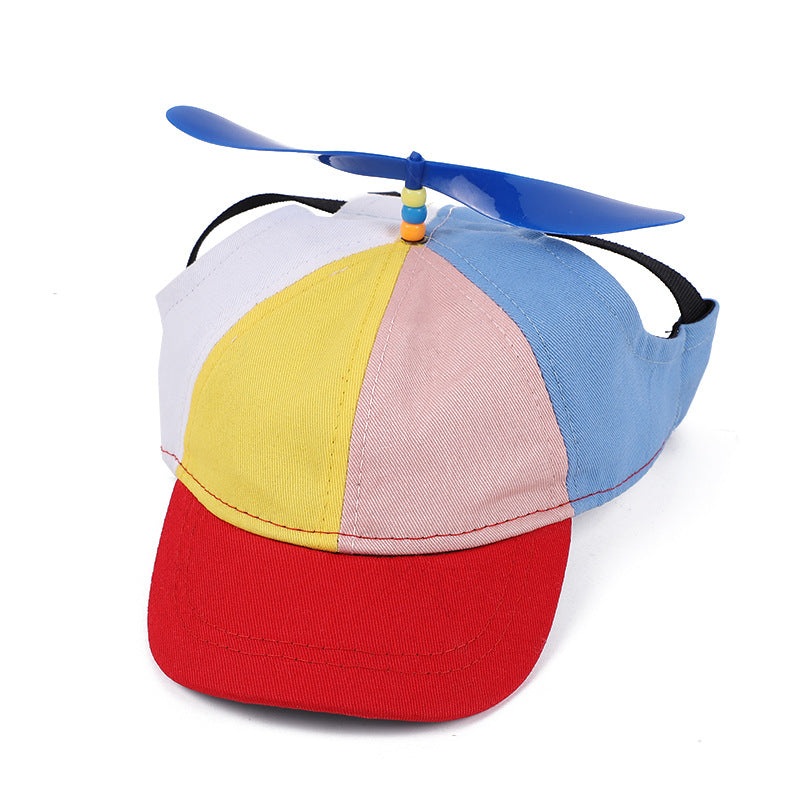 L Red Pet Baseball Cap with Spinning Propeller – Colorful Fun Design – See Details for Sizing