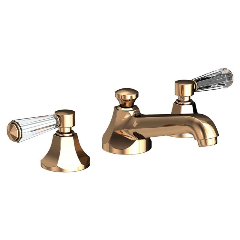 Lavatory Faucet Metropole Widespread 8 to 20 Inch Spread 2 Lever ADA WaterSense French Gold PVD 1.2 Gallons per Minute Pop-Up 3 Hole