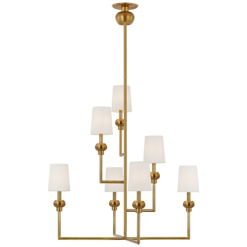 LED Chandelier from the Comtesse Collection in Hand-Rubbed Antique Brass Finish by Visual Comfort Signature
