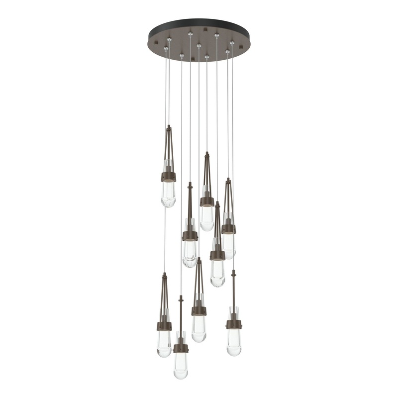 Link 9-Light Clear Glass Pendant Bronze