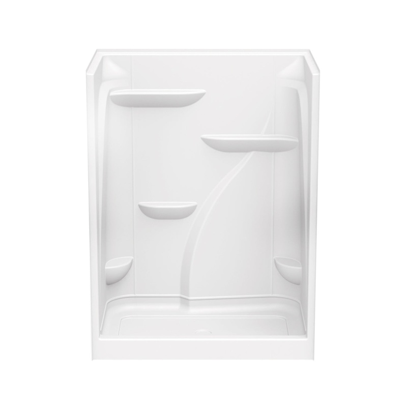 MAAX 103676-000-001-002 E160 60 x 37 Acrylic Alcove Center Drain One-Piece Shower in White