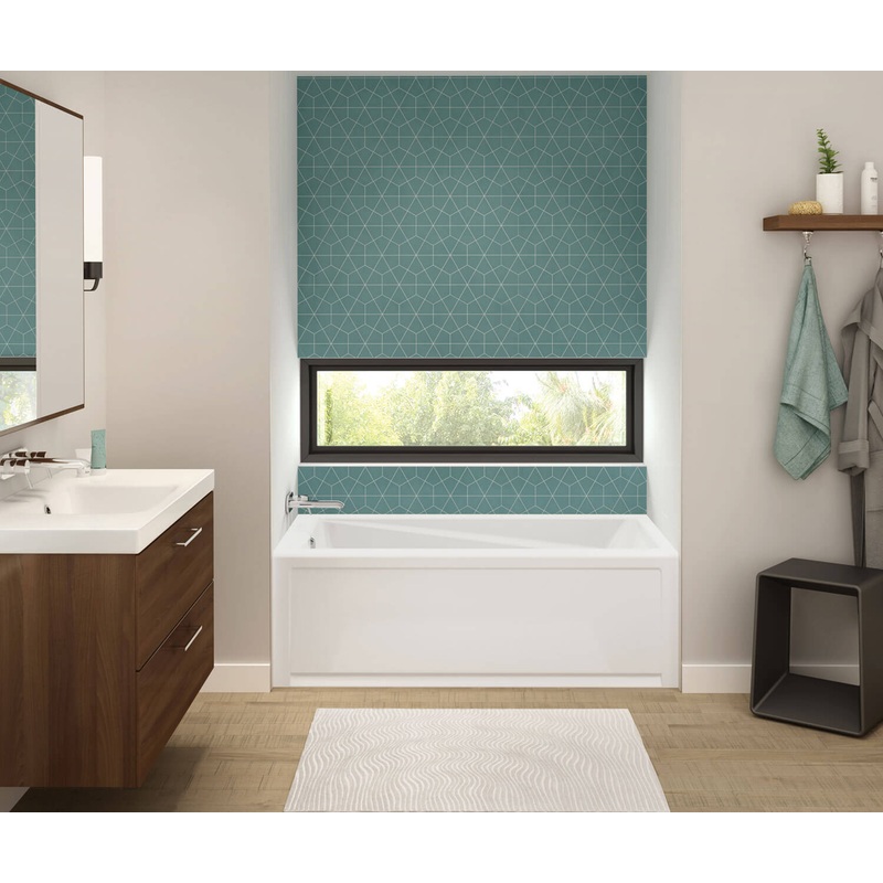 MAAX 106222-L-003-001 Exhibit 6632 IFS AFR Acrylic Alcove Left-Hand Drain Whirlpool Bathtub in White