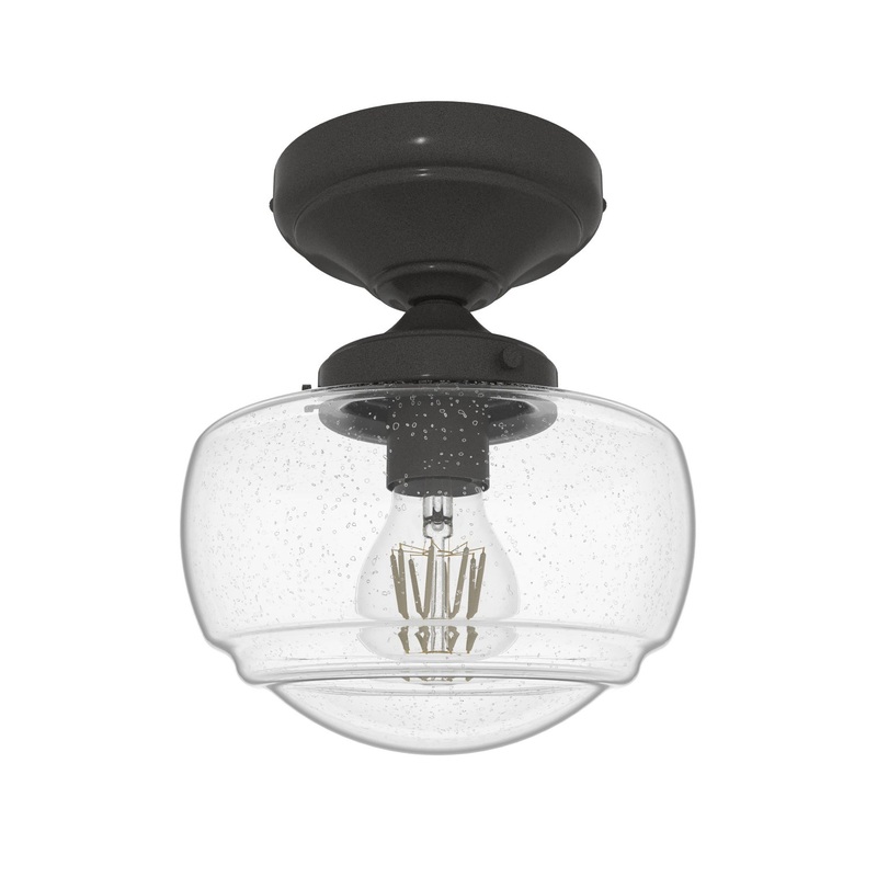 One Light Semi Flush Mount from the Saddle Creek Collection in Noble Bronze Finish by Hunter