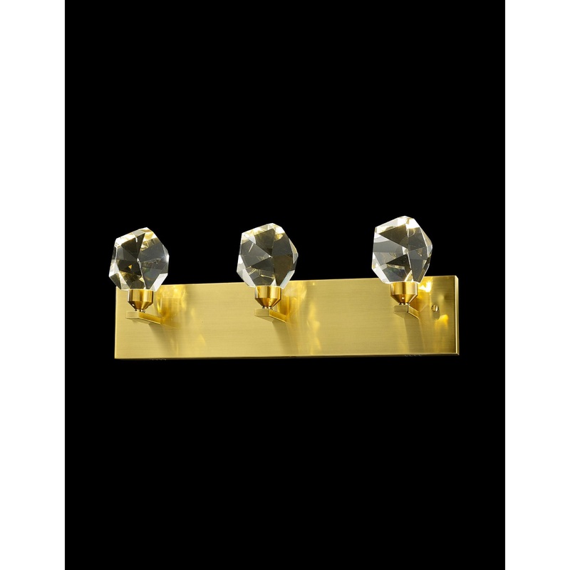 Rock Crystal 3-Light Wall Sconce Antique Brass