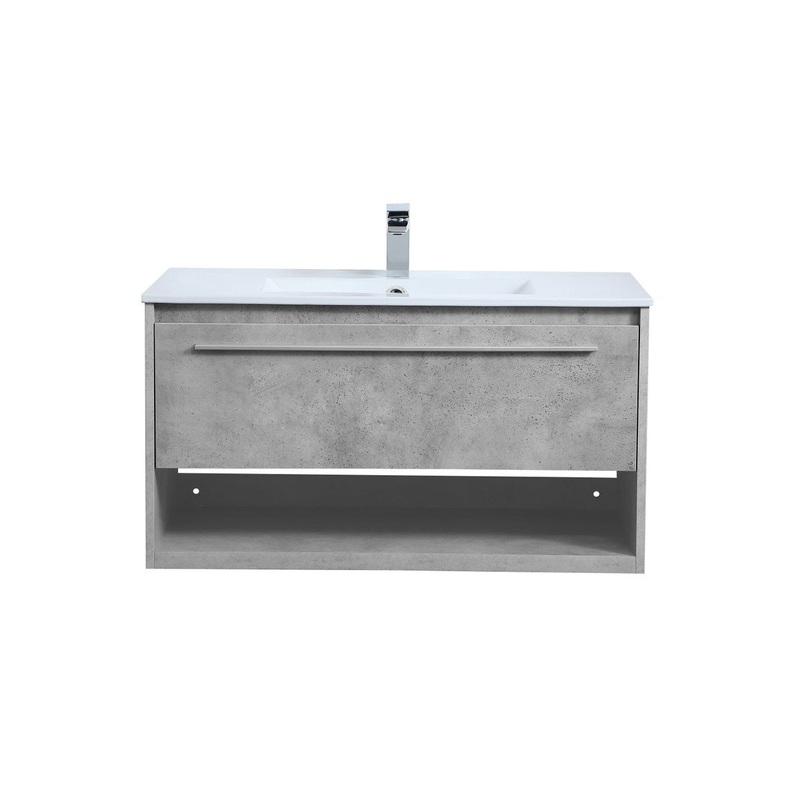 Single Bathroom Floating Vanity from the Kasper Collection in Concrete Grey Finish by Elegant Lighting