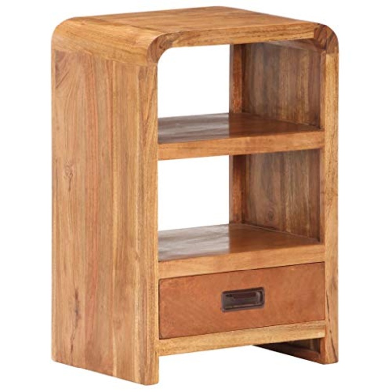Wakects Comodino con 1 cassetto, design industriale, 40 x 30 x 60 cm, in legno di acacia massiccio, finitura in palissandro
