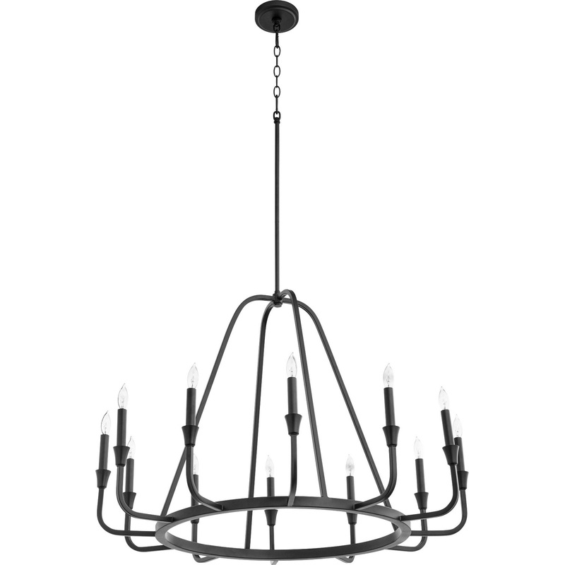 12 Light Chandelier from the Marquee Collection in Textured Black Finish by Quorum