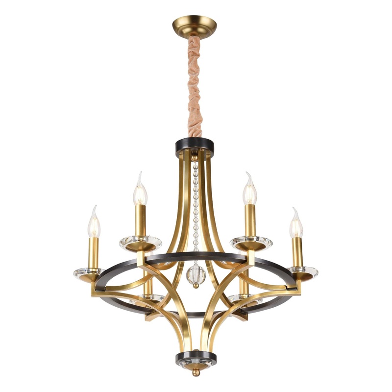 Berlin 6-Light Pendant Antique Brass and Black