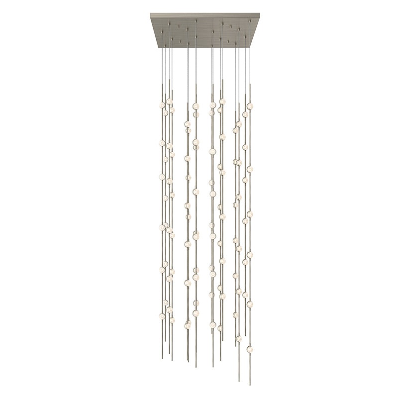 Constellation Andromeda 24″ Square LED Pendant Satin Nickel with Clear Faceted Acrylic 3000K 10′ Adjustable Cord