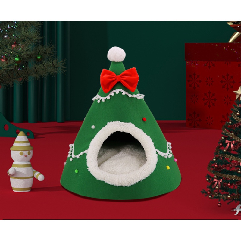 Festive Detachable Pet House – Cozy Green Candye Design (S – 37x46cm)
