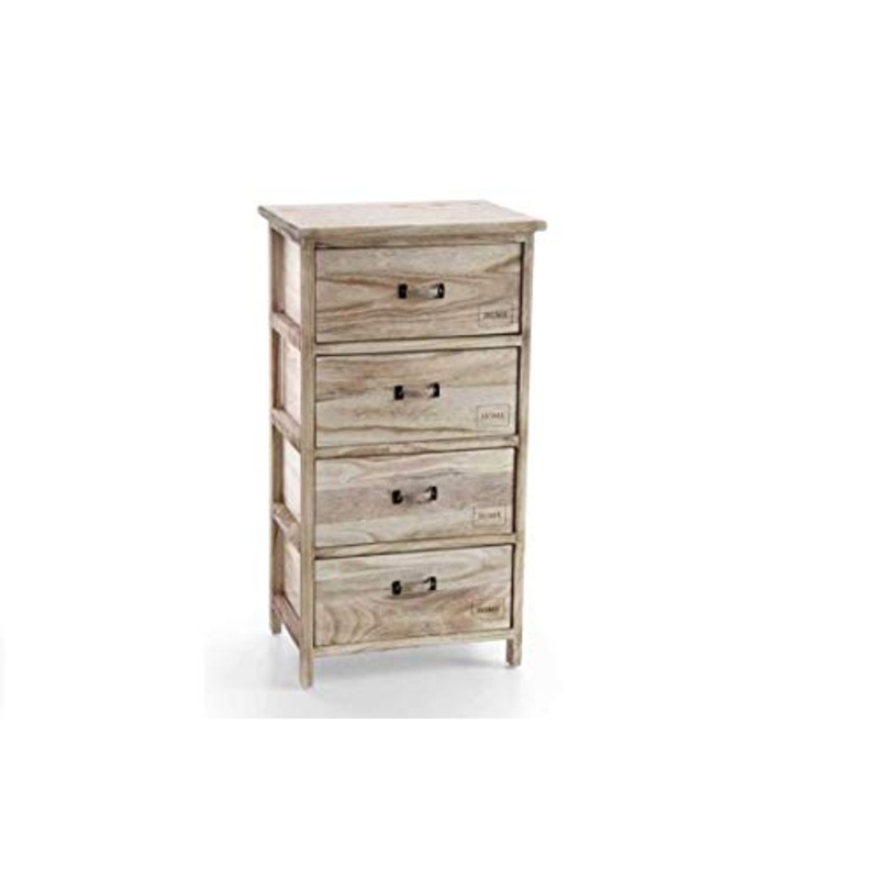 GICOS IMPORT EXPORT SRL Mobile cassettiera in Legno Marrone 4 cassetti Decoro Home 40 * 29 * 73 cm Shabby Chic EDT-793479