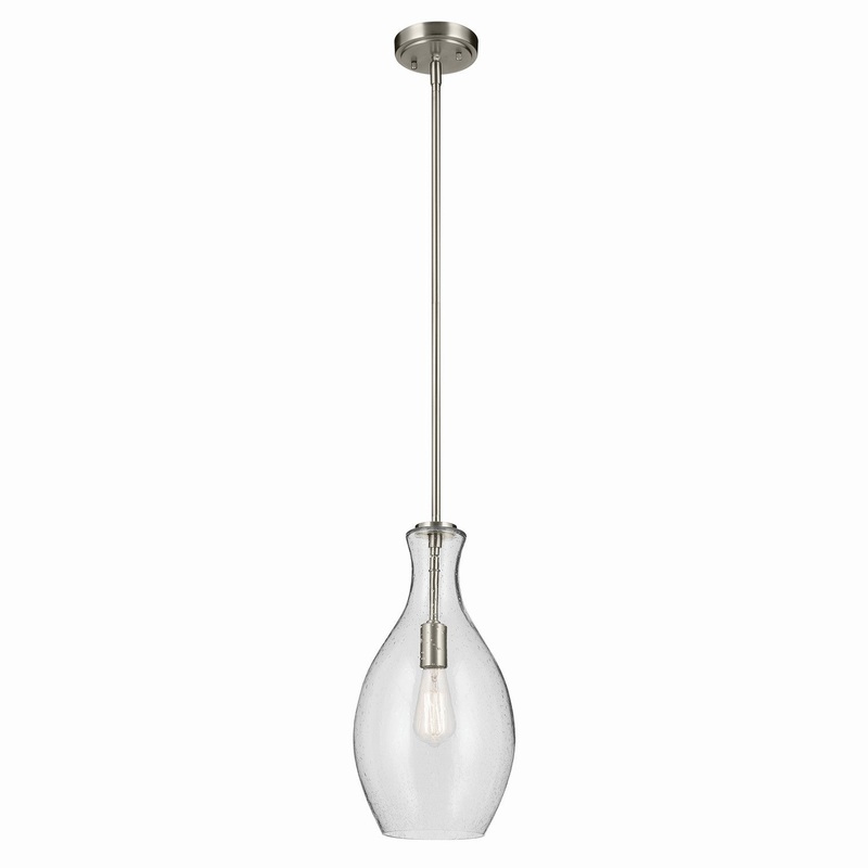 One Light Pendant from the Everly Collection in Brushed Nickel Finish by Kichler