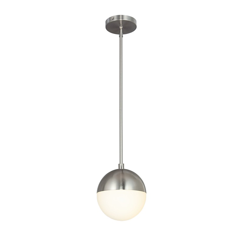 One Light Pendant from the Ion Collection in Brushed Nickel Finish by Justice Designs