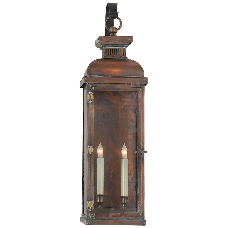 Two Light Wall Lantern from the Suffork Collection in Natural Copper Finish by Visual Comfort Signature