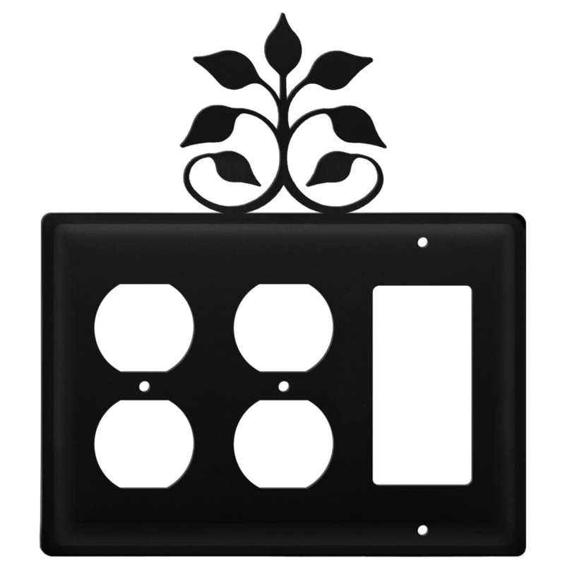 Village Wrought Iron EOOG-109 Triple Leaf Fan Double Outlet and Single GFI Cover CUSTOM Product
